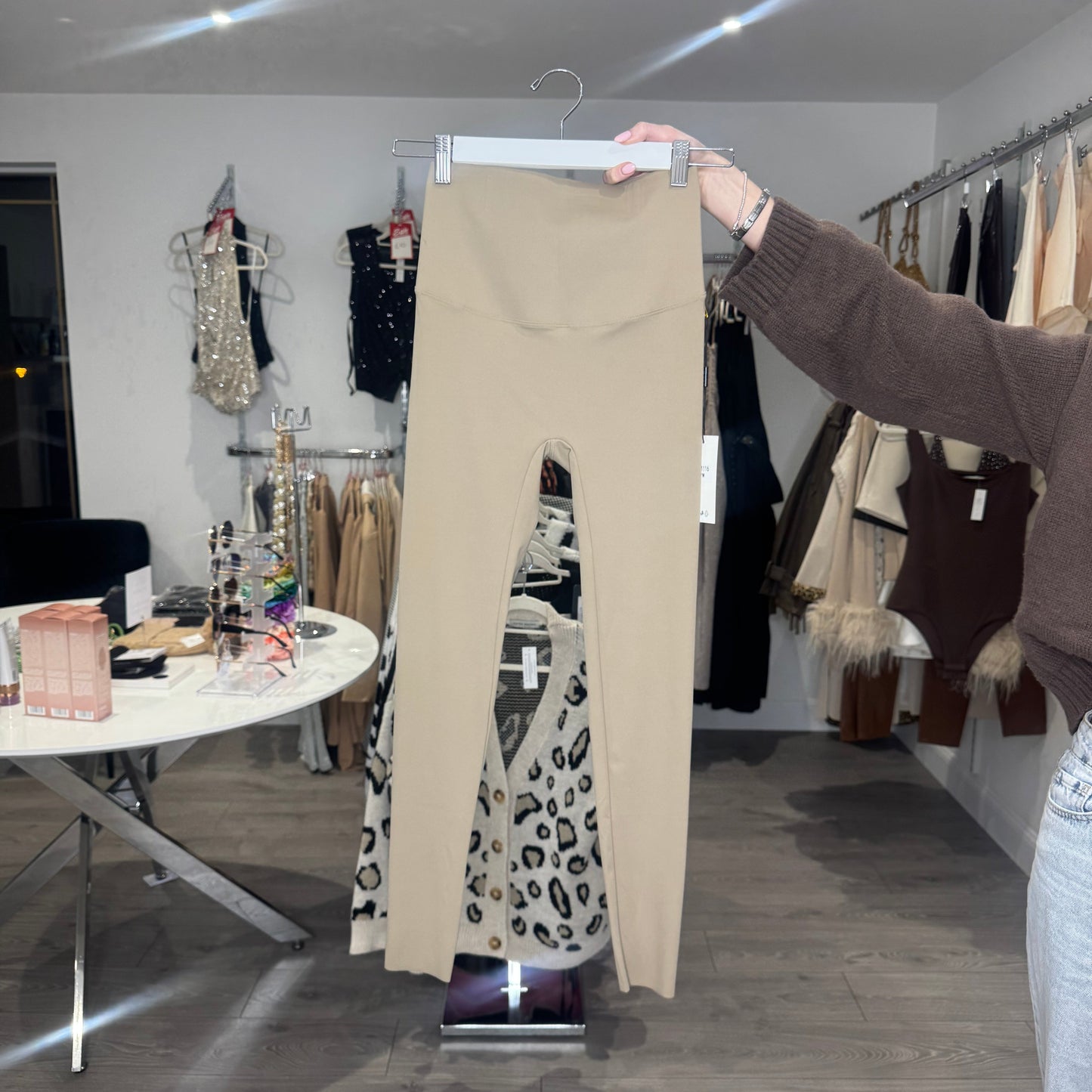 High Waist Stretch Leggings - Taupe