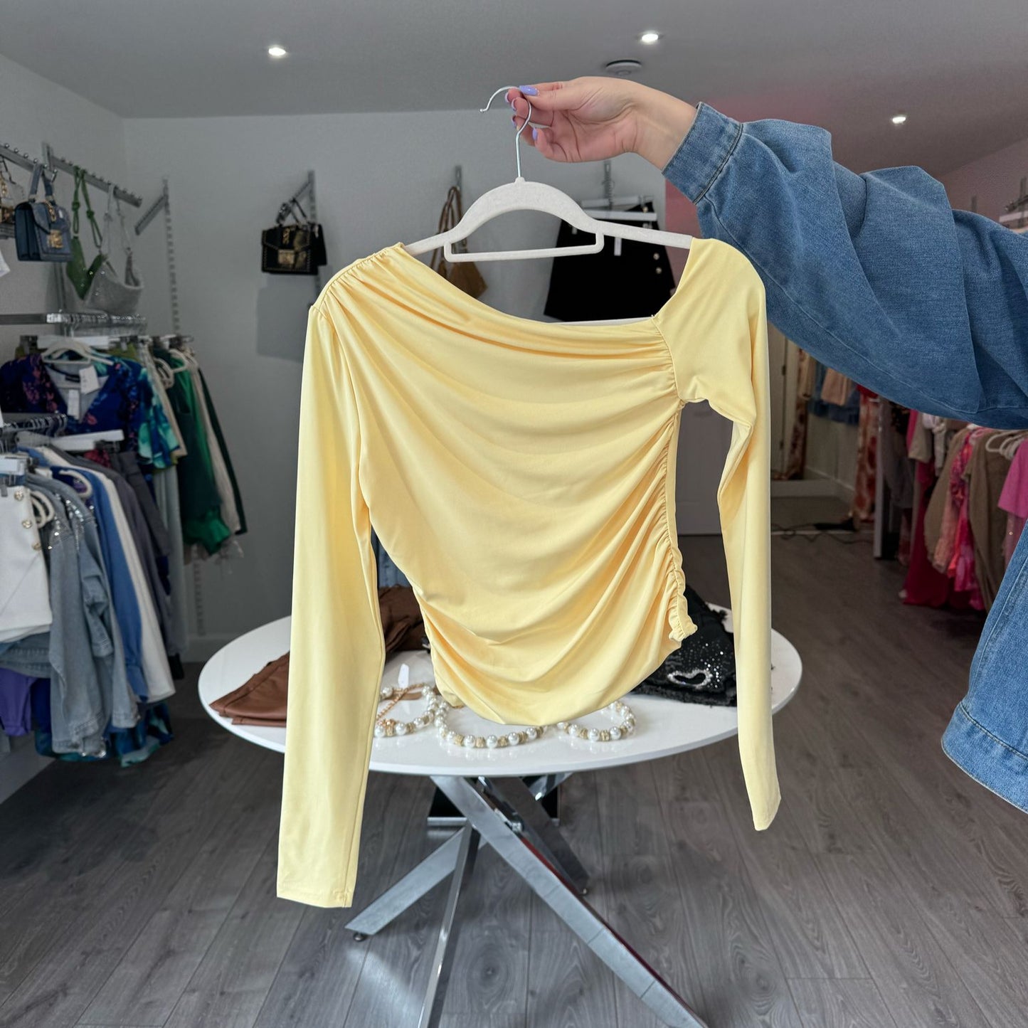 Long Sleeve Asymmetric Top - Yellow