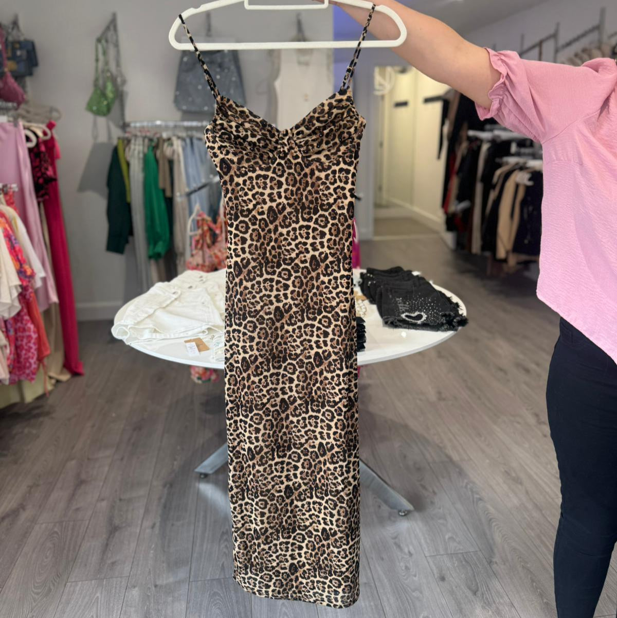 Leopard Studded Midi Dress
