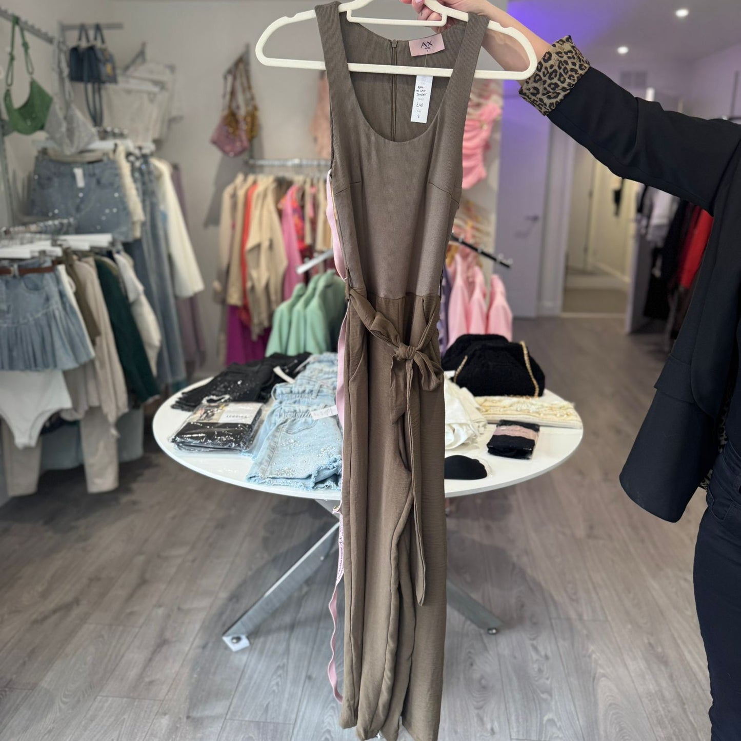 Khaki Tie Waist Jumpsuit