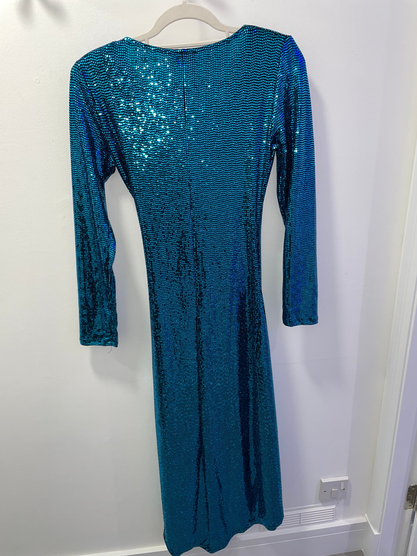 Sequin Wrap Midi Dress - Petrol