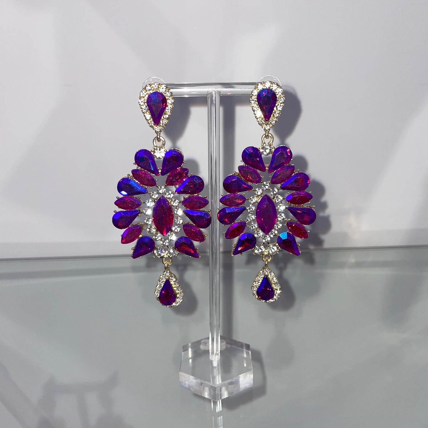 Droplet Statement Earrings - Purple