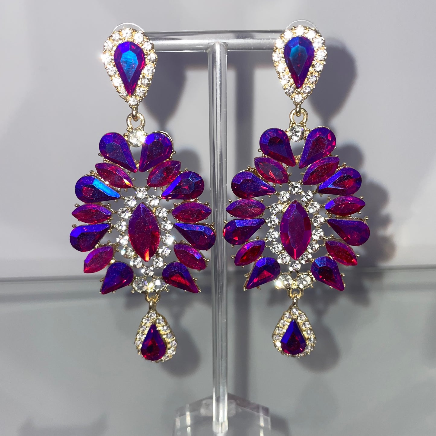 Droplet Statement Earrings - Purple