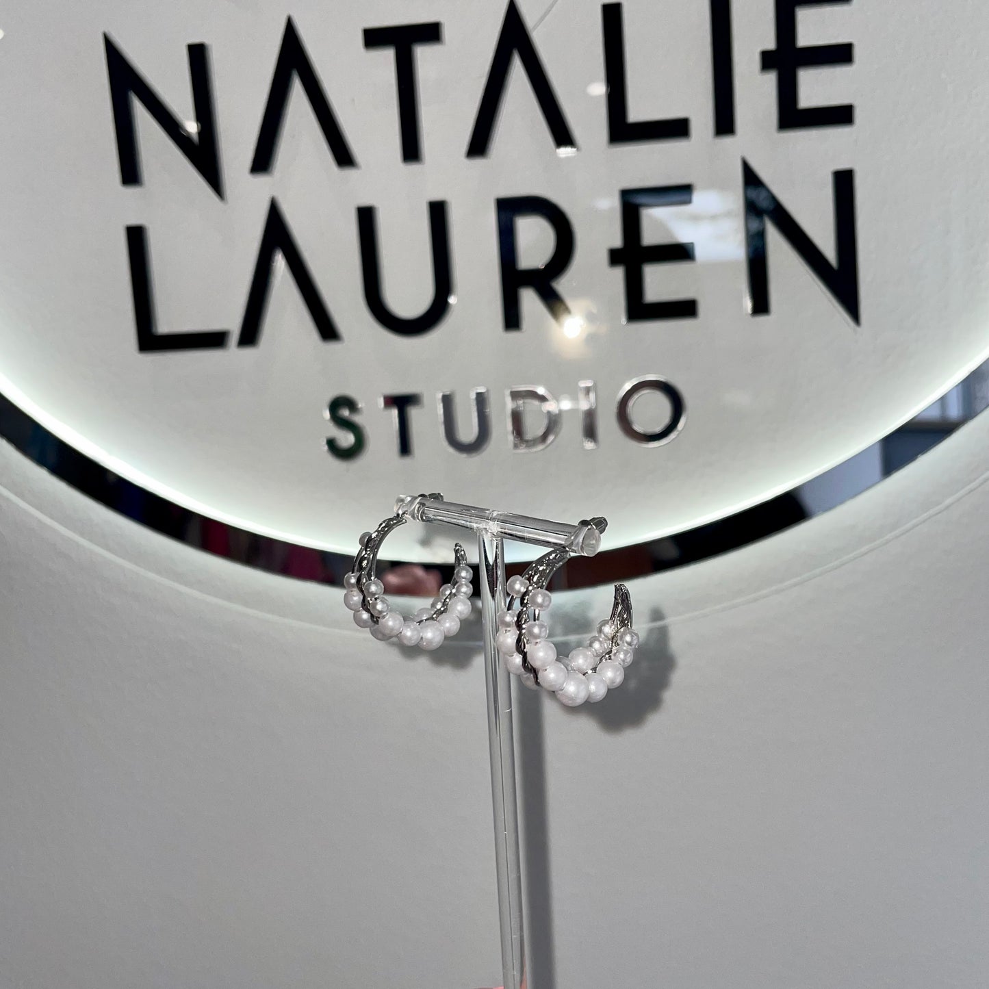 Pearl Hoops - Silver