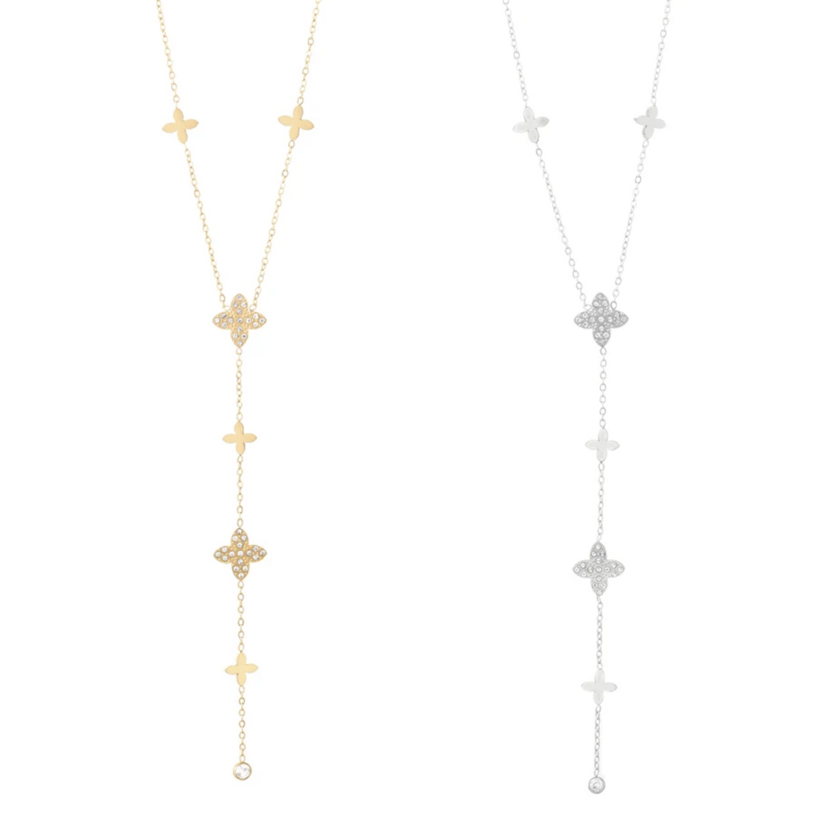 Clover Drop Necklace - Silver
