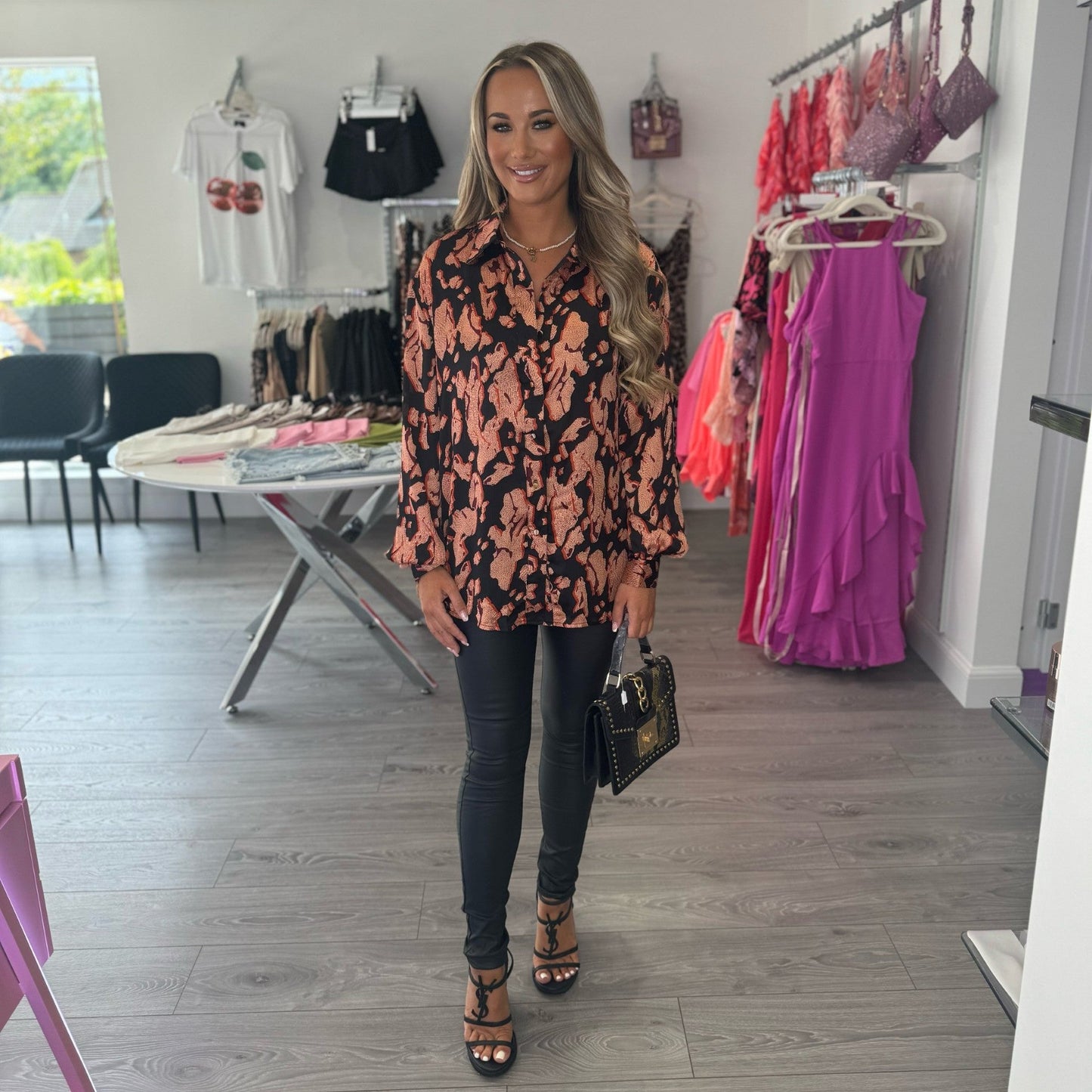 Black Abstract Print Blouse