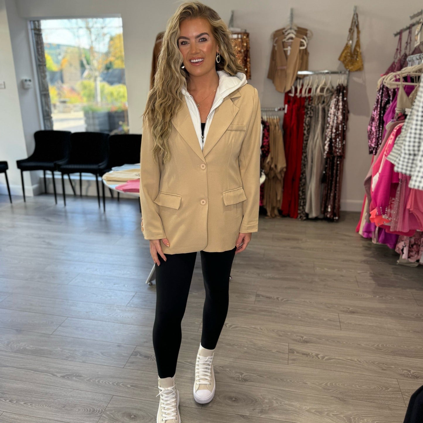 Hoodie Blazer - Beige