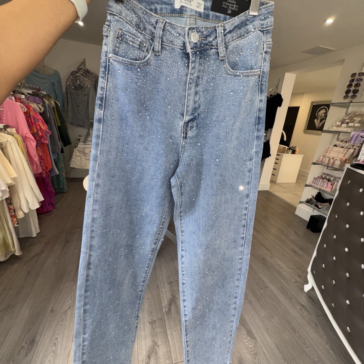 High Waist Embellished Jeans