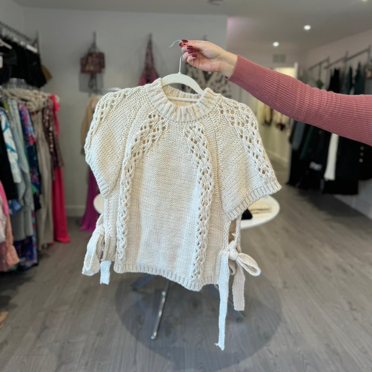 Side Tie Poncho - Stone