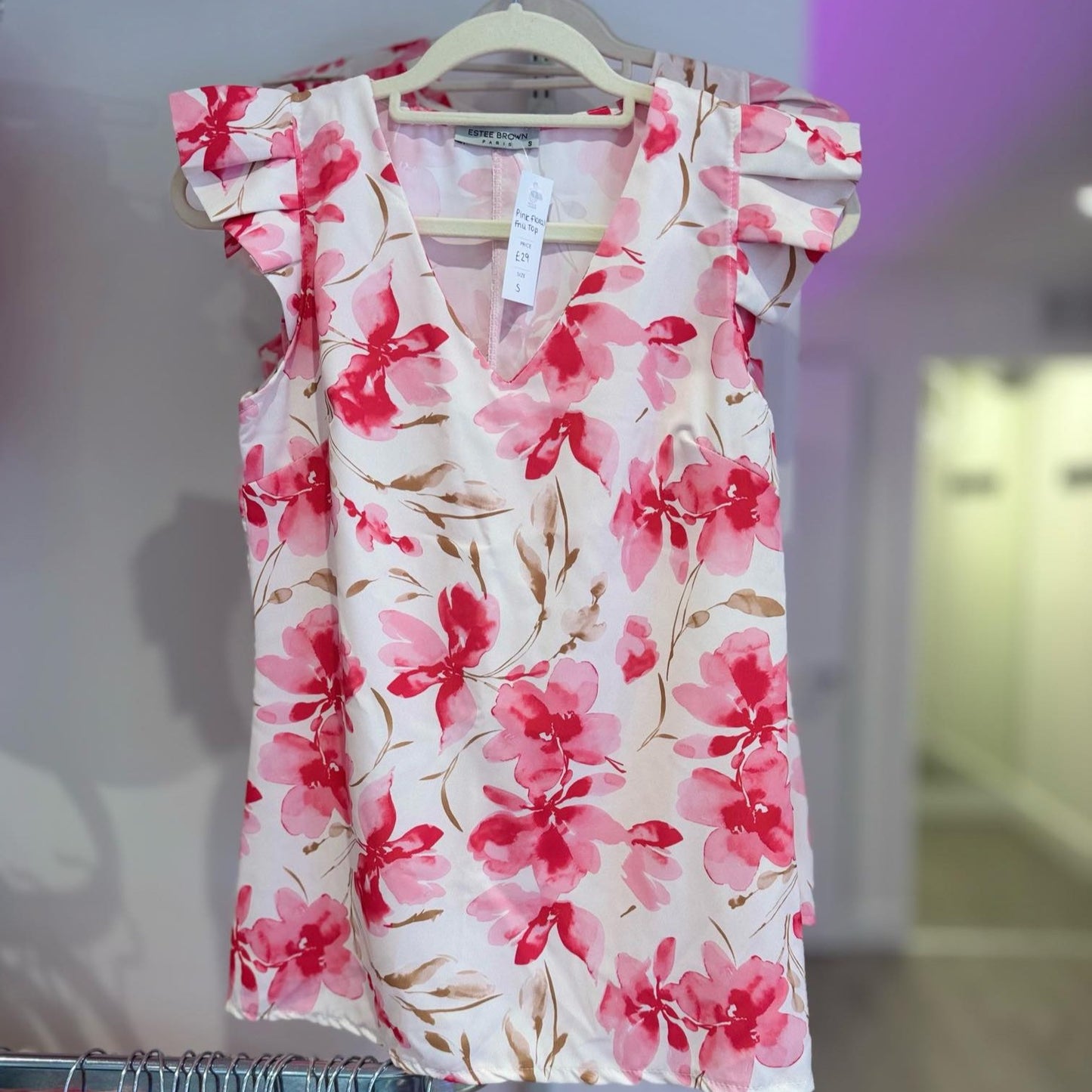 Pink Floral Frill Top