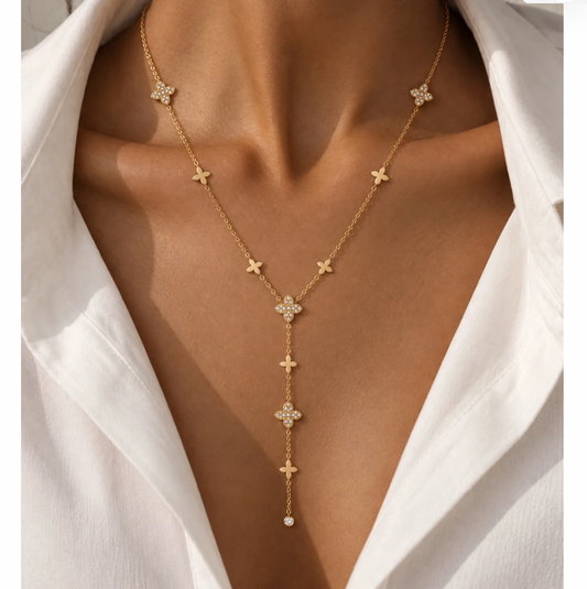Clover Drop Necklace - Gold