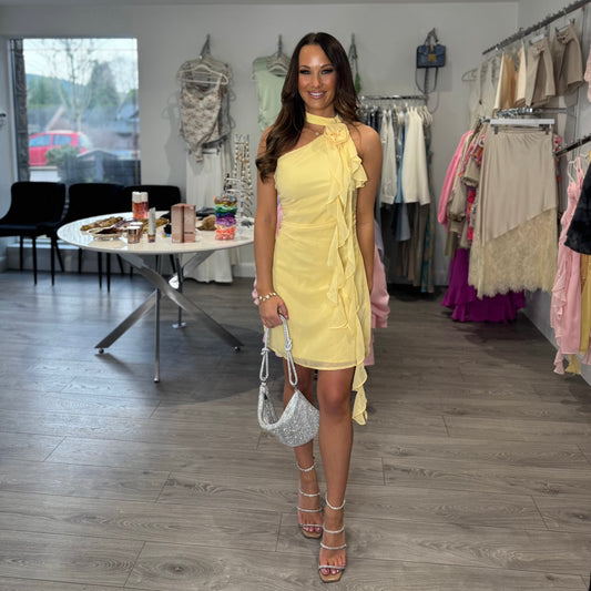 Rose Chiffon Dress - Yellow