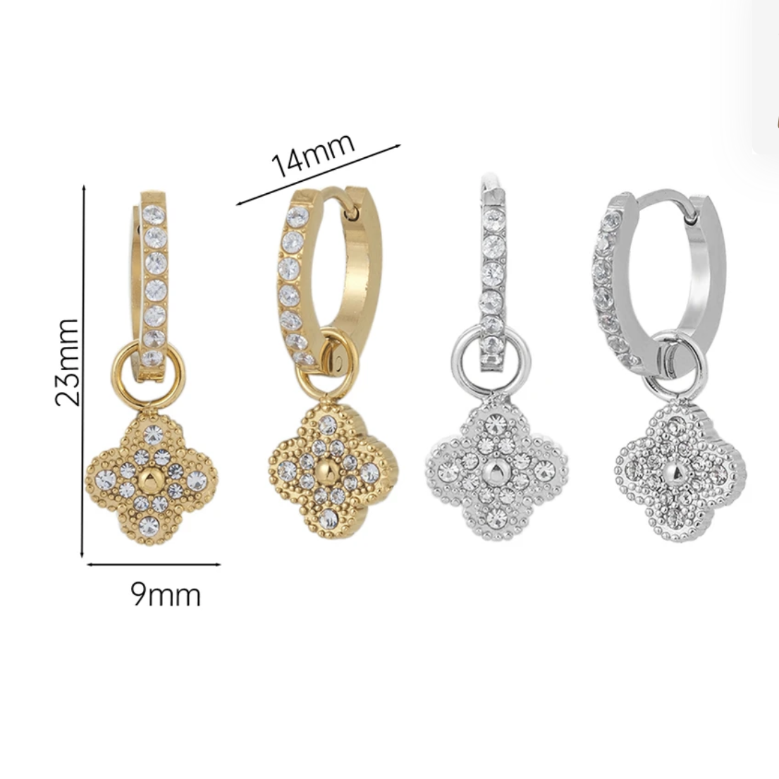 Clover Drop Earrings - Gold