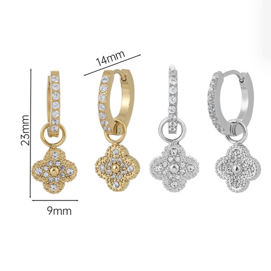 Clover Drop Earrings - Silver