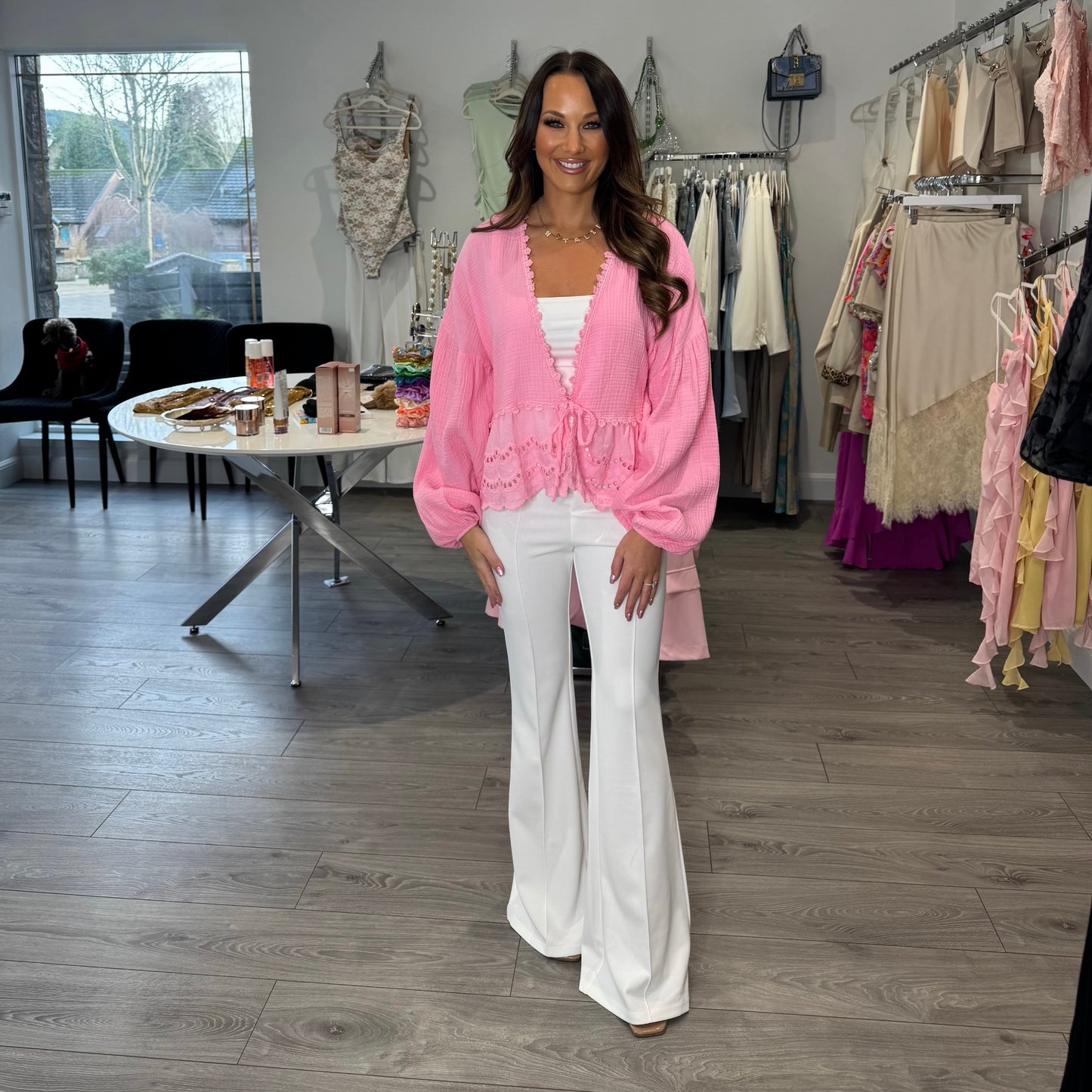 Tailored Flare Trousers - White