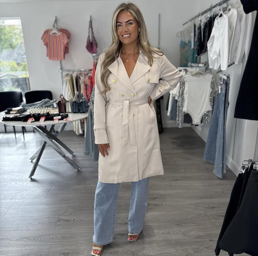 Beige Midi Trench Coat