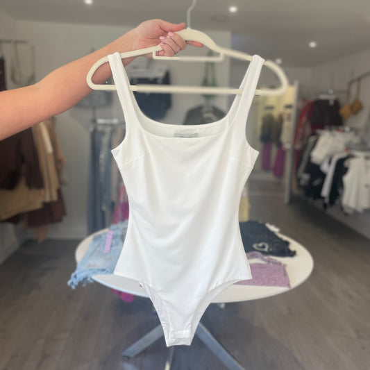 Square Neck Bodysuit- White