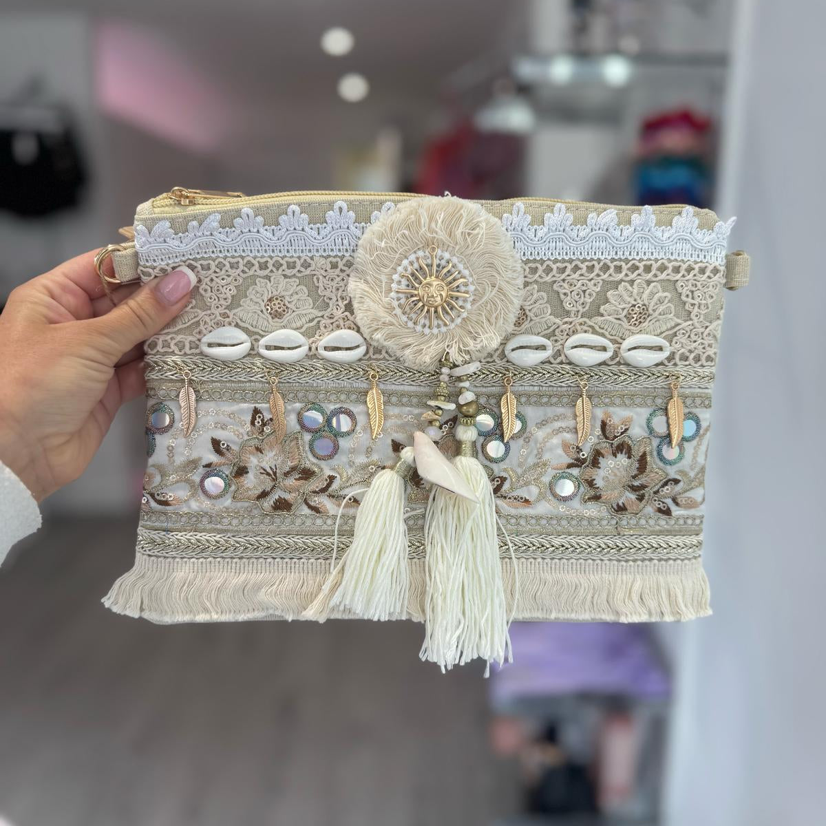 Embellished Tassel Bags - Blue