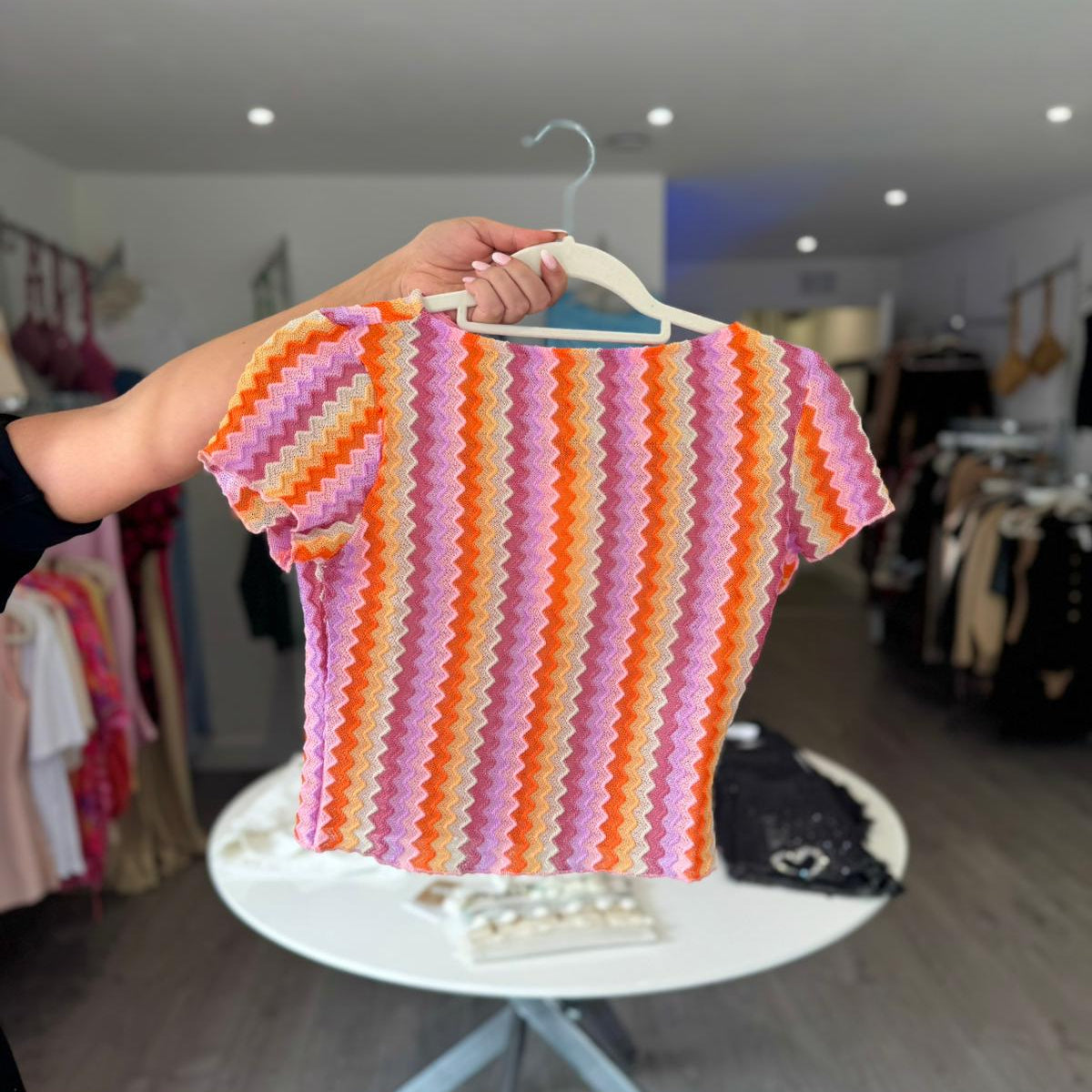 Zig Zag Short Sleeve Top