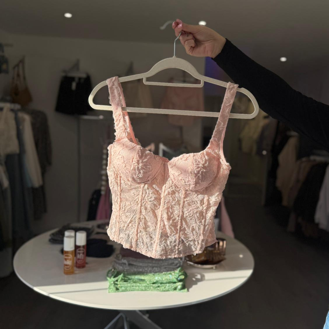 Lace Corset Co-ord - Pink