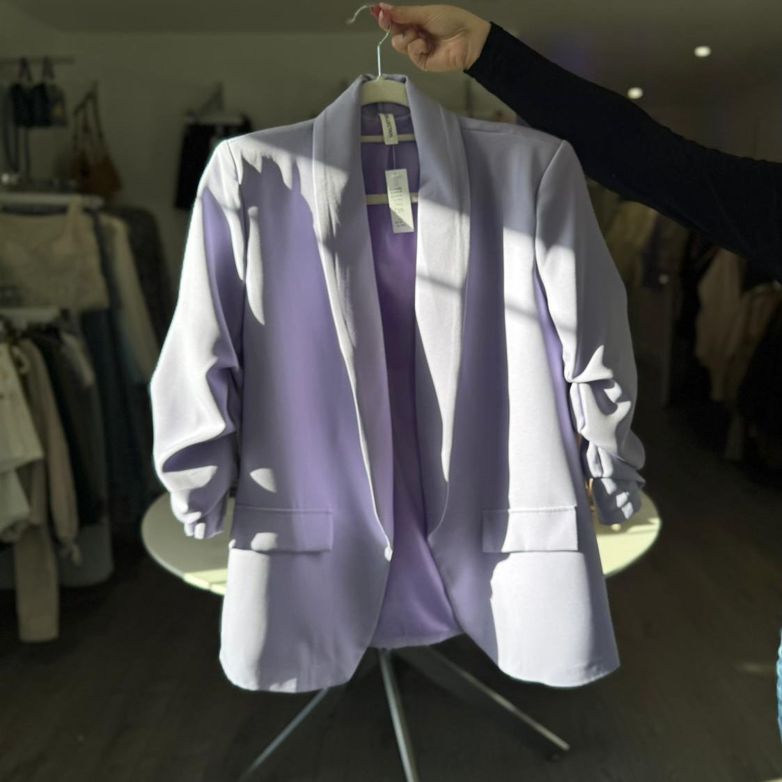 Ruched Sleeve Blazer - Lilac