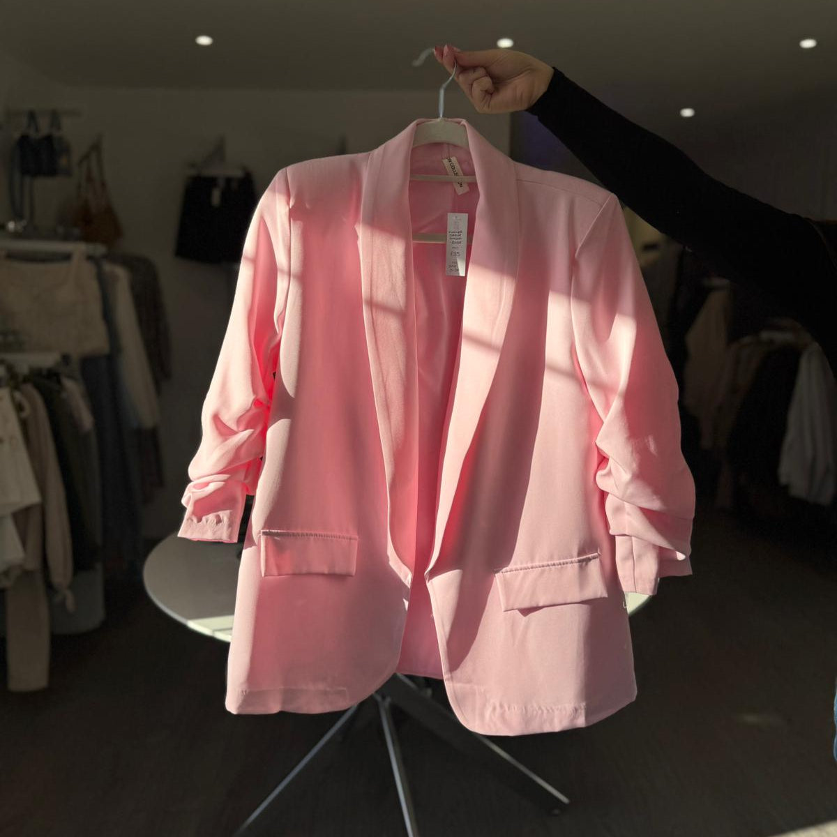 Ruched Sleeve Blazer - Rose