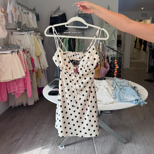 Polka Dot Cut Out Back Mini Dress