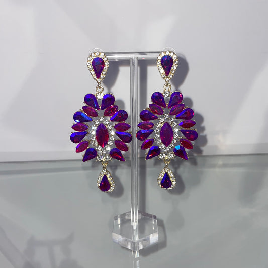 Droplet Statement Earrings - Purple