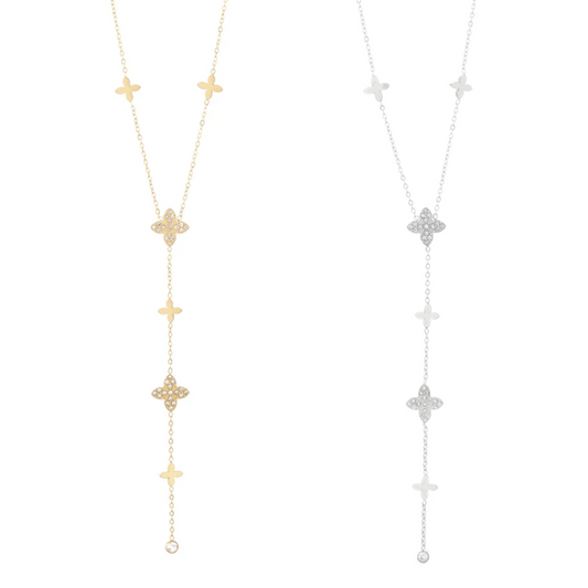 Clover Drop Necklace - Silver