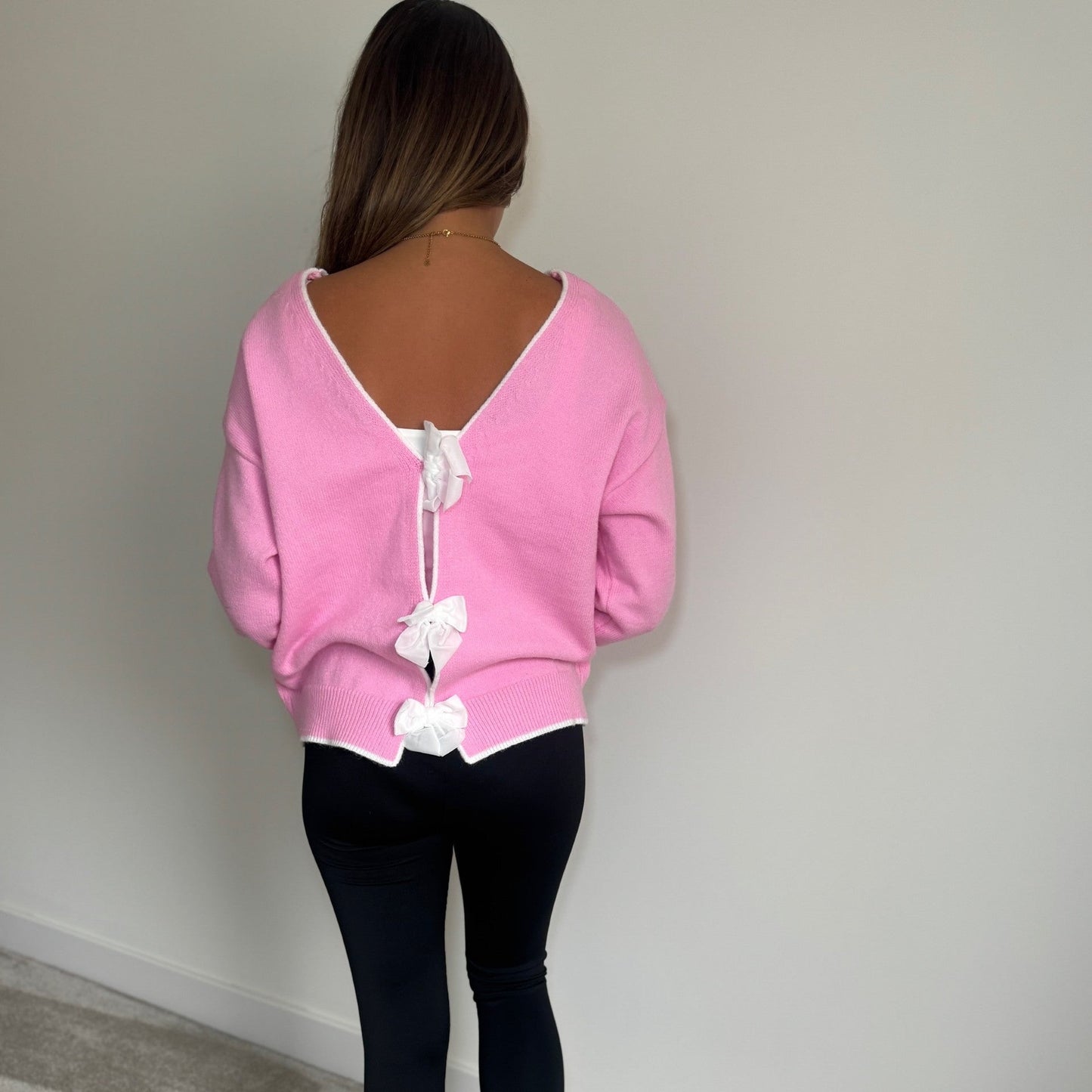 Bow Back Jumper - Pink