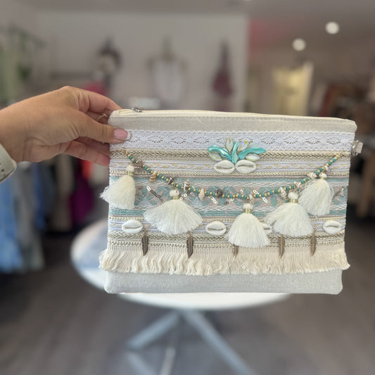Embellished Tassel Bag - Turquoise